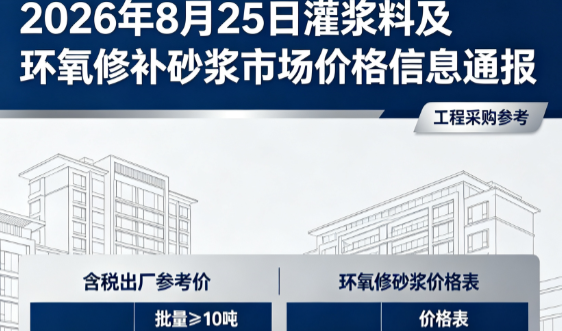 桦川2026年8月25日灌浆料及环氧修补砂浆市场价格信息通报